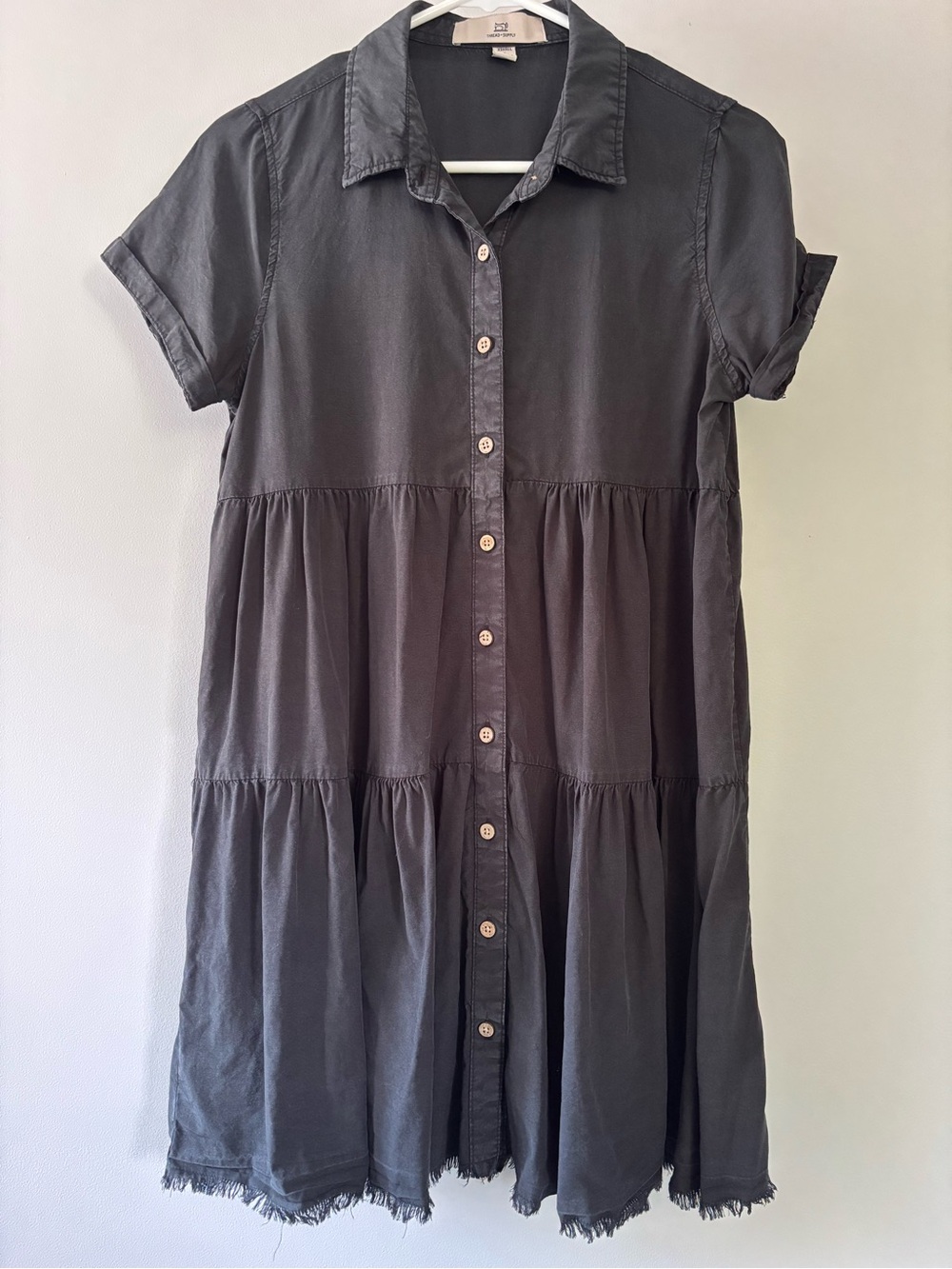 Thread & Supply Button-Front Back Denim Dress